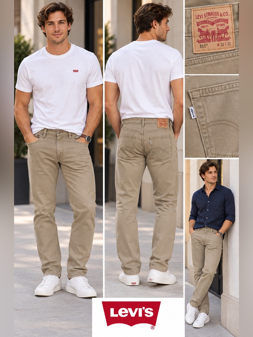 Levi's 511 Slim Straight Jeans in Khaki 36/30